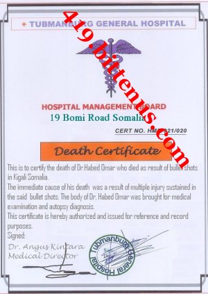 Death certificate of Dr